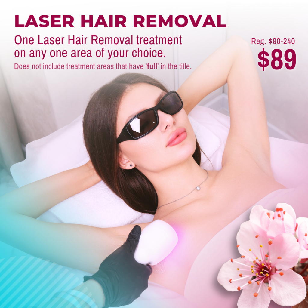 April Special: Laser Hair Removal for $89. excluding 'full' size treatments.