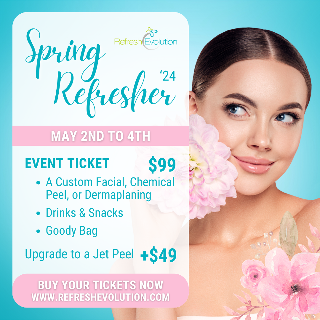 Spring Refresher '24. May 2nd to 4th. Event ticket $99. Jet Peel upgrade $49